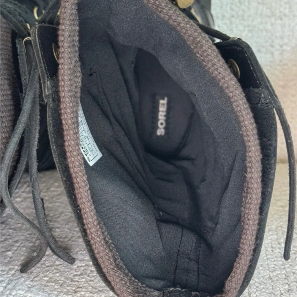 Sorel Conquest Carly Black Women's Winter Lace-Up Boots 8 - Picture 9 of 11